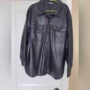 Good American Faux Leather Shacket